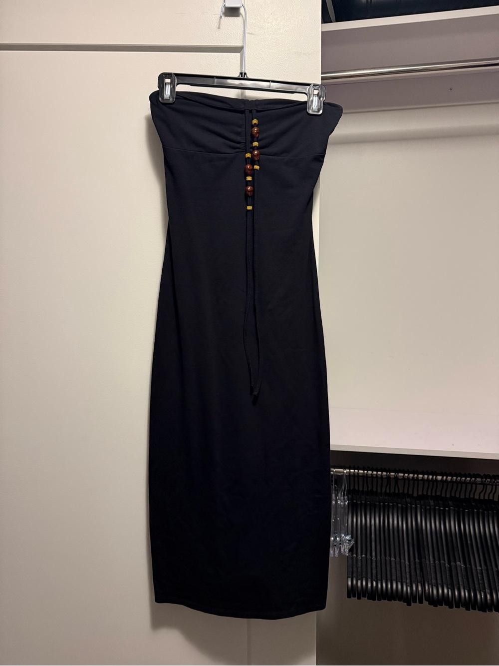 Black Tube Dress with Bead Tie